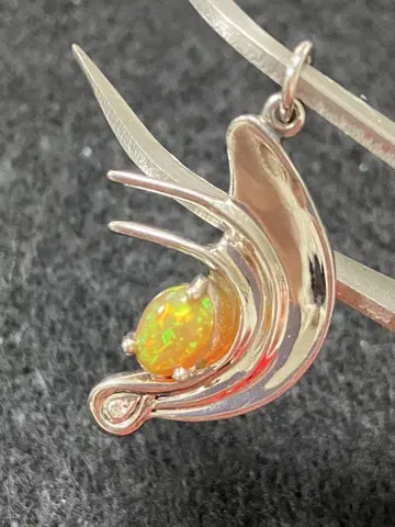 오팔 실버 목걸이 탑