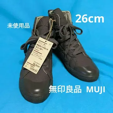 [ 미사용품 26cm ] 무인양품 솜 발수 하이컷 스니커즈 미디엄 그레이