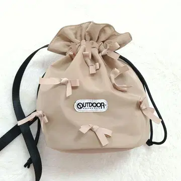 OUTDOOR 복조리 리본 포함 숄더 베이지