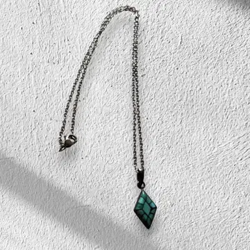 [새상품급] 터콰이즈 다이아몬드형 펜던트 목걸이 액세서리