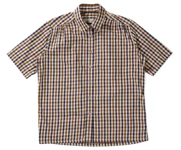 영국제 Aquascutum 클럽 체크 반팔 셔츠 아쿠아 스큐텀