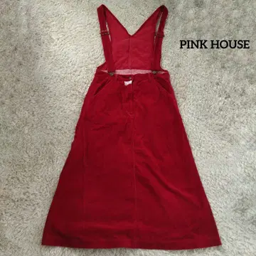PINK HOUSE 핑크하우스 코듀로이 오버롤 스커트 레드