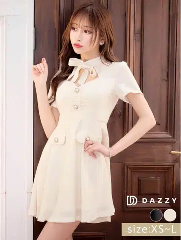 DAZZY 리본 포함 아이보리 드레스 L 사이즈