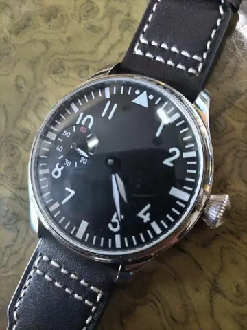 파이롯트 밀리터리 스타일 수동 와인딩 시계 블랙 화이트 44mm 네이비