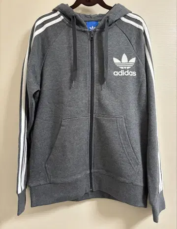 adidas 풀 집업 후드티 사이즈 XS 차콜 그레이