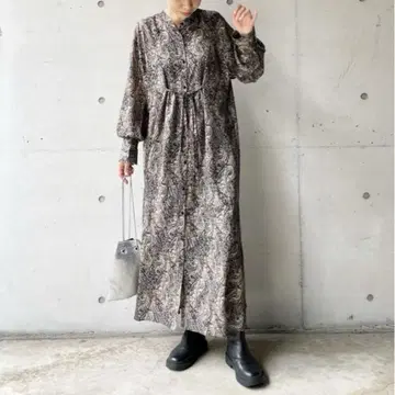 새상품급 DouDou 페이즐리 셔츠 원피스 롱 세탁 가능