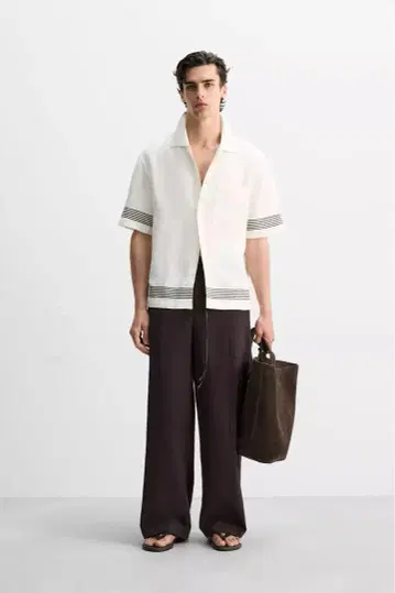 ZARA 100% 린넨 밴딩 셔츠