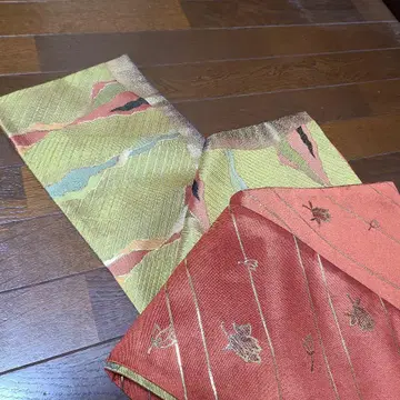 오렌지 꽃무늬 황금 그린 오비