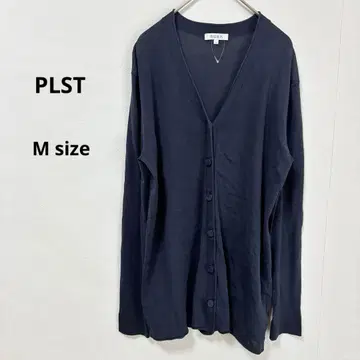 플라스테 PLST 롱 가디건 M 네이비 긴팔 V넥 겉옷