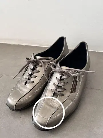 긴자 요시노야 가죽 신발 사이드 지퍼 웨지 스니커즈