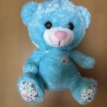 스카이블루 하트 베어 봉제 인형