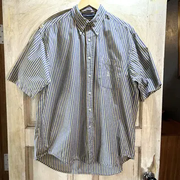 nautica 반팔 셔츠 파랑과 옐로우 컬러 스트라이프