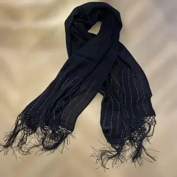 Y's 실크 비즈 장식 스톨 네이비