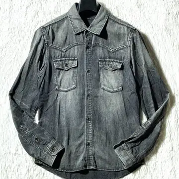 LOUNGE LIZARD 빈티지 가공 데님 긴팔 웨스턴 셔츠 블랙 2