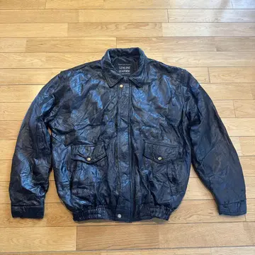 90s 올드! Genuine Leather Jacket 3X 가죽 블루종