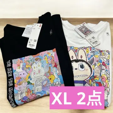 UT 러브브 화이트 블랙 (2장 세트) XL 유니클로 POPMART