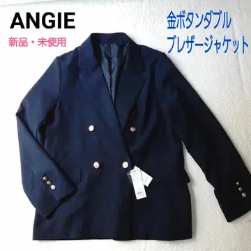 미사용 새상품 택 포함 ANGIE 골드 버튼 더블 가죽 자켓