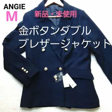 미사용 새상품 택 포함 ANGIE 골드 버튼 더블 가죽 자켓 네이비 M