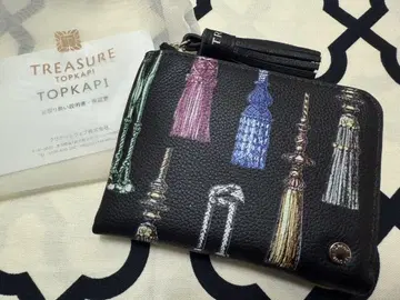 TREASURE TOPKAPI 슈링크 가죽 태슬 프린트 접이식 지갑