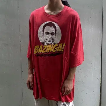 BAZINGA! 프린트 오버 사이즈 T셔츠