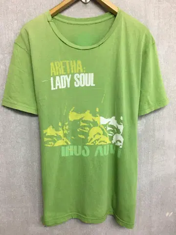 USA제 ARETHA LADY SOUL 프린트 T셔츠 그린
