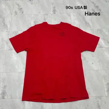 90s USA제 헤인즈 T셔츠 반팔 기업 로고 프린트 빈티지