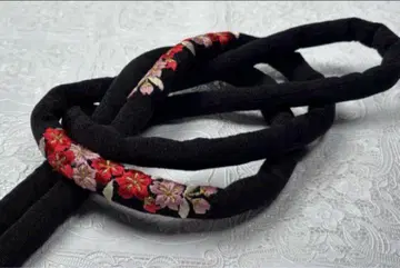 a-438 순수 실크 마루쿠게 허리띠 후리소데 성인식 벚꽃 블랙