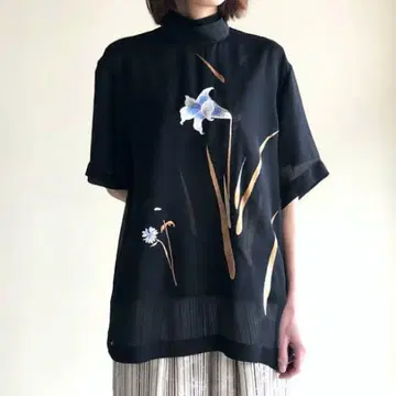 mame Botanical Embroidery Chiffon blouse