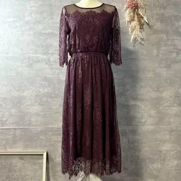 PREFERIR 시어 레이스 결혼식 롱 드레스 빅 사이즈 40