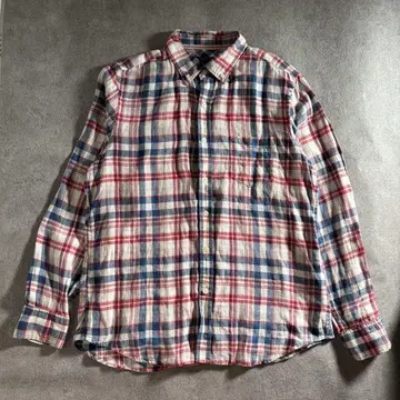 BANANA REPUBLIC 체크 무늬 긴팔 셔츠 린넨 100 linen