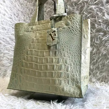 FURLA 악어 엠보싱 가죽 핸드백 미니 토트백 라이트 그린