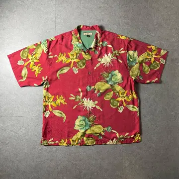 [Tommy Bahama] 100% 실크 L 오픈 카라 하와이안 셔츠