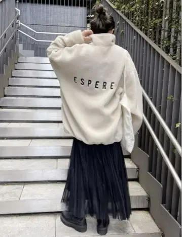 Spick and Span 보아 하프 지퍼 풀오버 내추럴