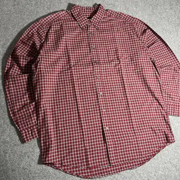 90s Eddie Bauer 체크 셔츠 빨간색 Tall XL 오버