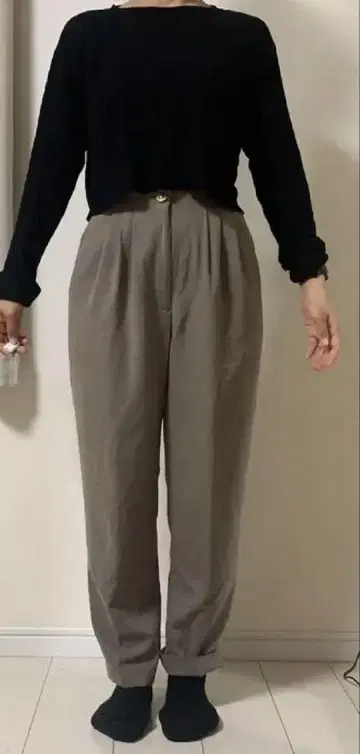 앤티크 여성용 그레이 와이드 팬츠 허리 62~66cm