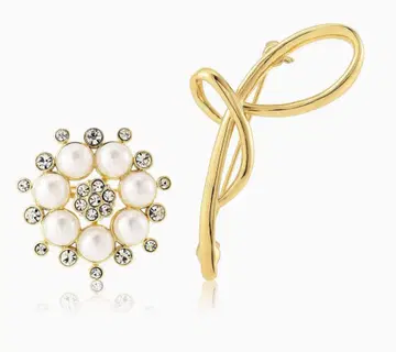 PLST 플라스테 비쥬 콤비 모조 진주 브로치 세트