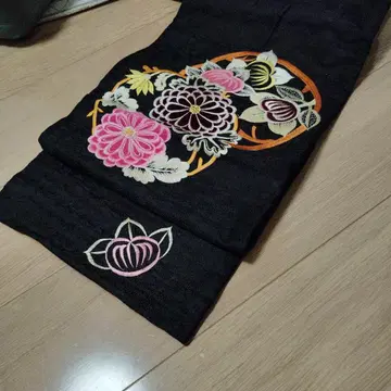 나고야 오비 꽃무늬 블랙