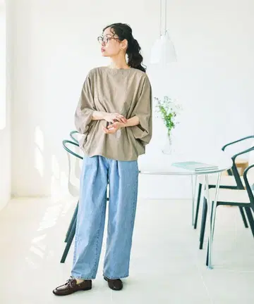 and myera 돌먼 슬리브 상의 베이지