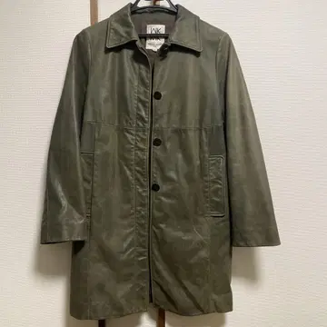 MK MICHEL KLEIN 가죽 코트 자켓 카키 빈티지