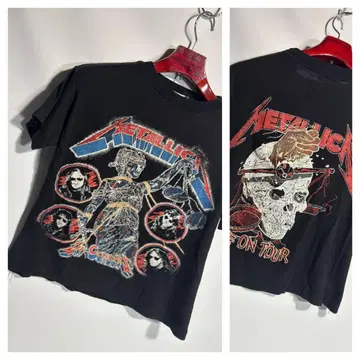 빈티지 METALLICA 메탈리카 반팔 면 스컬 밴딩 락 T셔츠 블랙 S