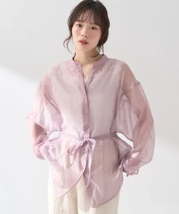 허리 벨트 시어 셔츠
