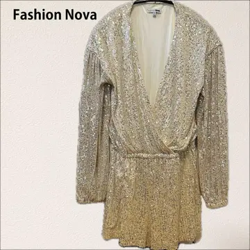 새상품급 Fashion Nova 스팽글 미니 드레스 M (일본 L) 골드