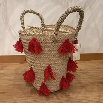 DRES 태슬 달린 바스켓백 빨간색 모로코산 MOROCCO 바스켓 바스켓