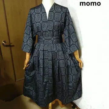 순수 실크  허리 리본 포함 턱 들어간 원피스 기모노 리메이크