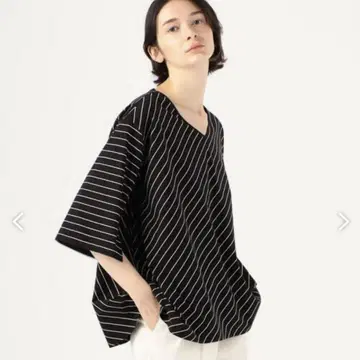 데프레 코튼 스무스 보더 V넥 풀오버