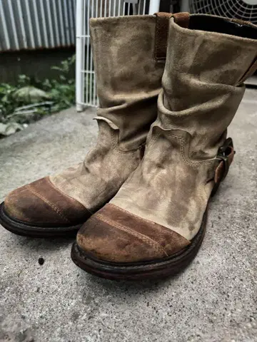 빈티지풍 엔지니어 부츠 베이지 26cm