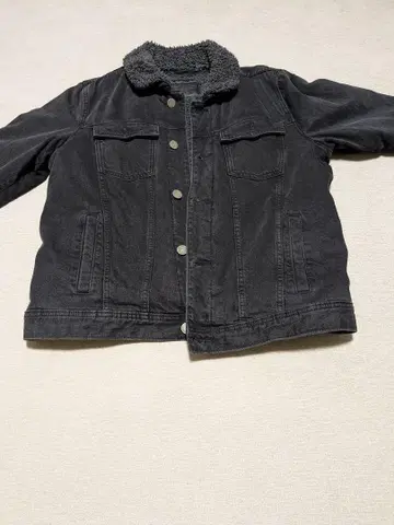 블랙 데님 노카라 자켓