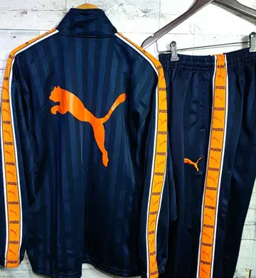 단종 PUMA 네이비 오렌지 저리 상하의 세트 L Y2K 푸마 저리 L