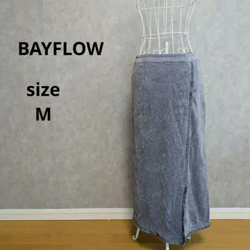 BAYFLOW 프린지 벨벳 롱 스커트 블루 M