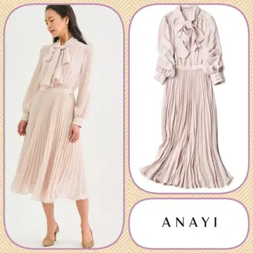 ANAYI/아나이 보타이 플리츠 롱 원피스